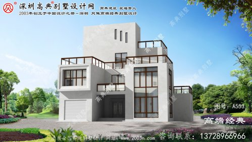 青田縣精致外觀的三層現代風格平屋頂別墅