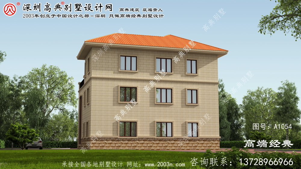 濰城區三層別墅屋頂效果圖