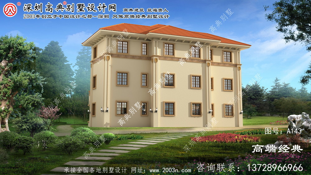 磐石市歐式雙拼三層別墅外觀圖