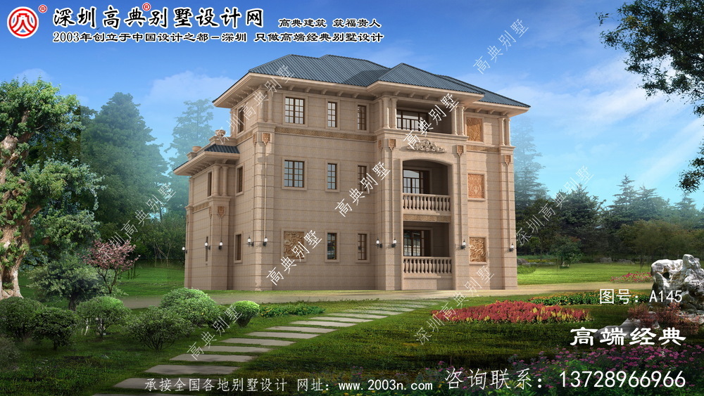 豐滿區(qū)三層樓房外觀設(shè)計圖