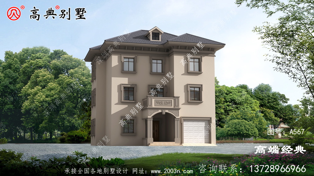 農村簡歐三層別墅帶車庫