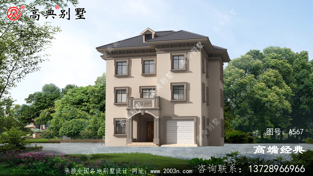 農村簡歐三層別墅帶車庫