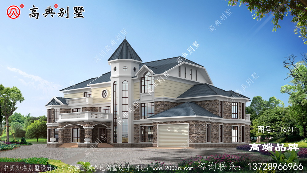 農村2層別墅設計圖展示了房子的優雅環境 。