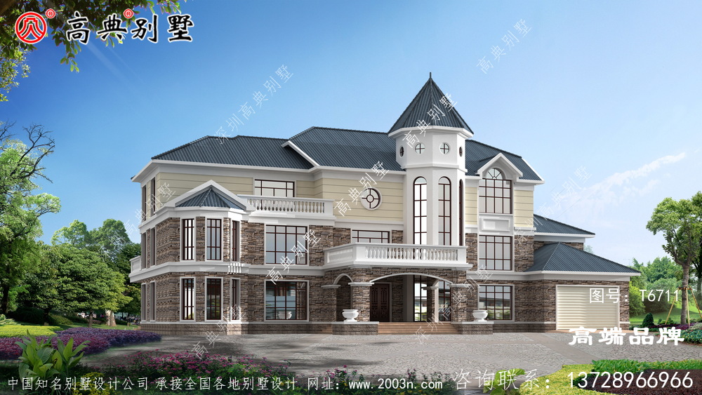 農村2層別墅設計圖展示了房子的優雅環境 。