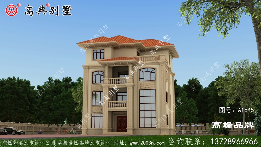 農村自建房效果圖四層帶著一點復古的優雅 。