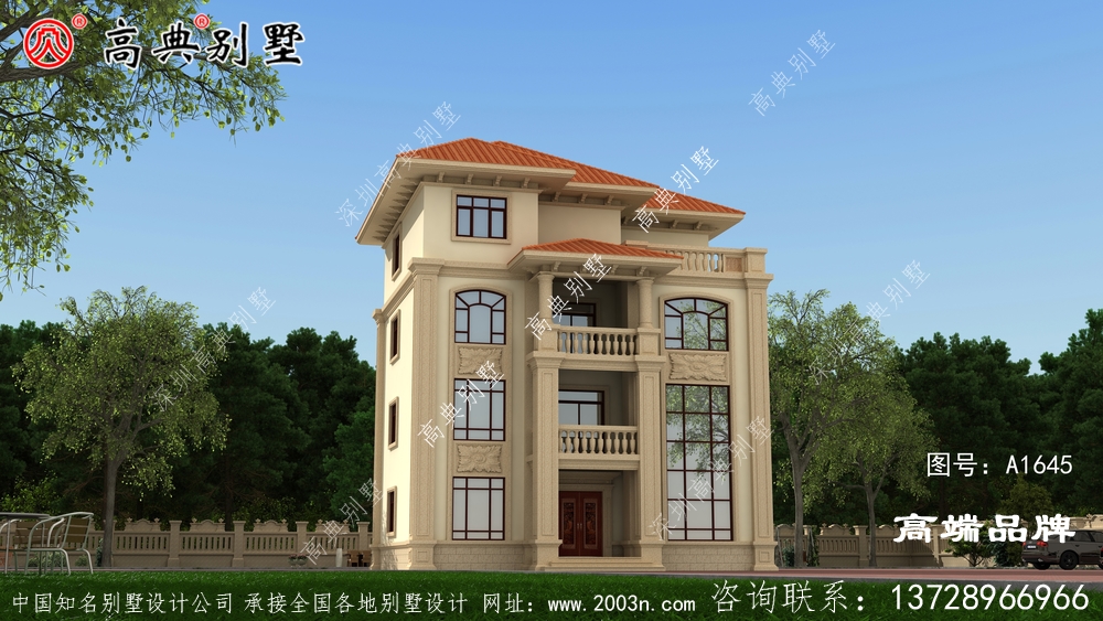 農村自建房效果圖四層帶著一點復古的優雅 。