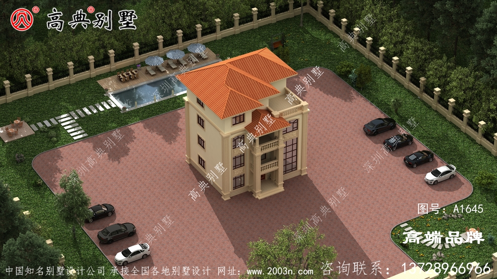 農村自建房效果圖四層帶著一點復古的優雅 。