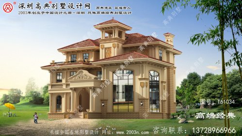 紅山區三層歐式雅致復式別墅設計圖紙及效果圖。