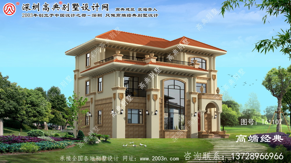 豐鎮市精巧的歐式三層別墅設計圖紙。
