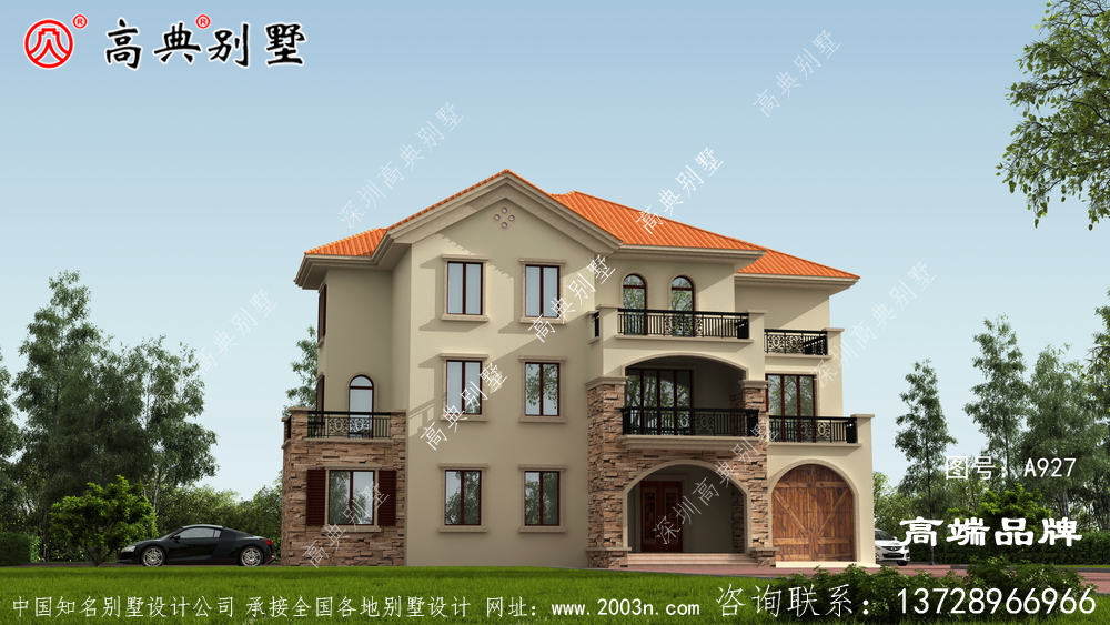 農村自建三層房設計外觀整潔,氣質獨特。