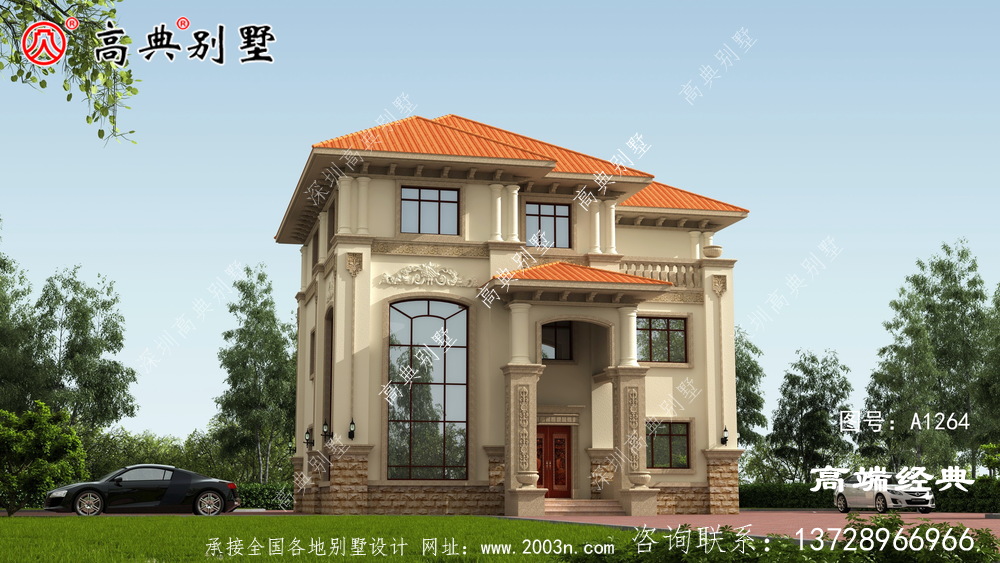 占地147平的簡(jiǎn)歐三層別墅，造型經(jīng)典大氣