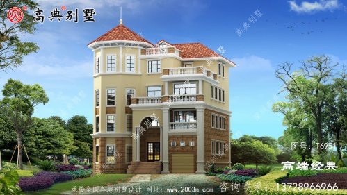 丹江口市最新 農村 四層別墅設計 圖樣 戶型圖 ，給人一種 中高檔 建筑 的感覺 ，豪華別墅的代表 。