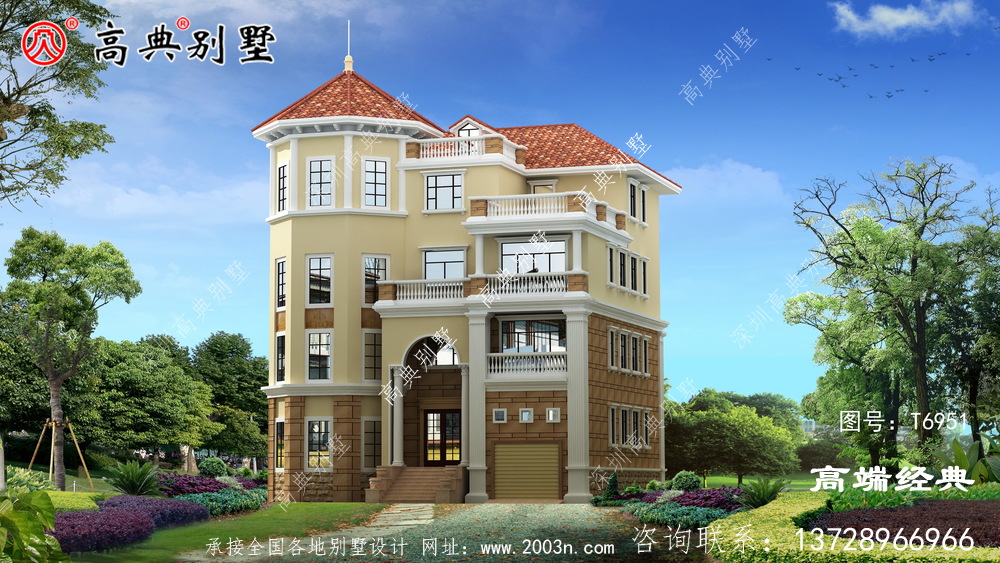 丹江口市最新 農村 四層別墅設計 圖樣 戶型圖 ,給人一種 中高檔 建筑 的感覺 ,豪華別墅的代表 。