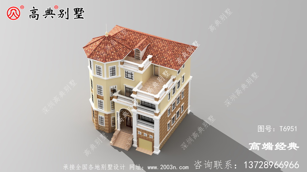丹江口市最新 農村 四層別墅設計 圖樣 戶型圖 ,給人一種 中高檔 建筑 的感覺 ,豪華別墅的代表 。