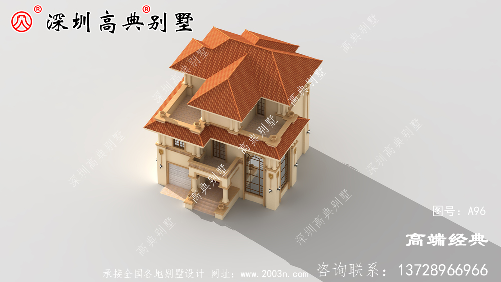 三層樓 圖畫 ，戶型 簡單 美觀，適合 全家 居住 。
