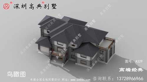 三層新中式別墅設計圖，附彩色戶型圖