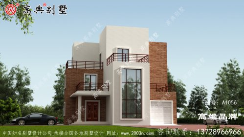 別墅外立面純色外墻，簡(jiǎn)潔大方，質(zhì)感十足