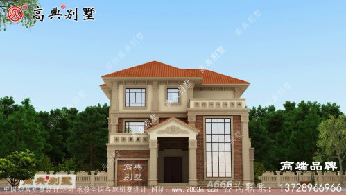 真正的簡(jiǎn)單大方型三層復(fù)式別墅帶露臺(tái)