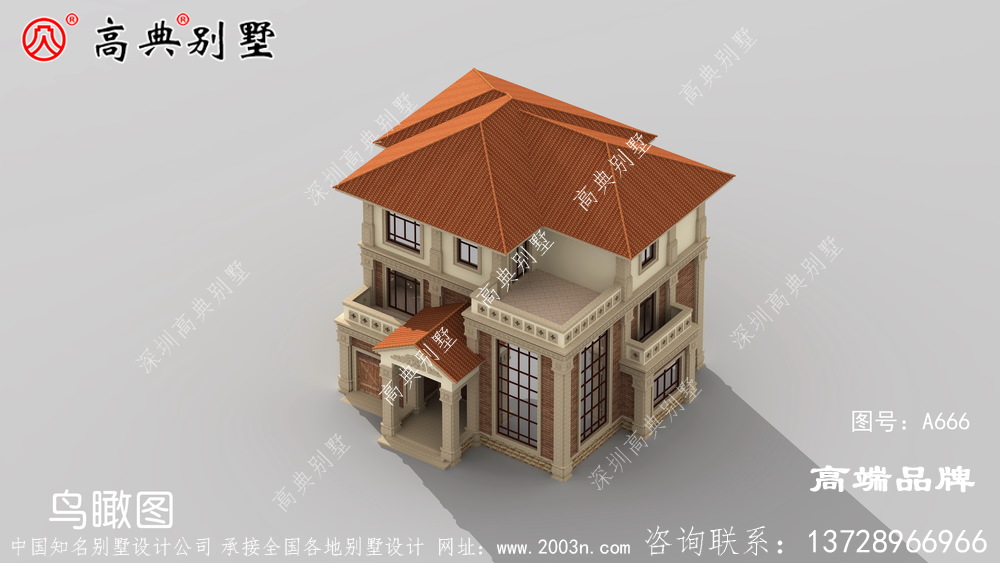 真正的簡單大方型三層復式別墅帶露臺