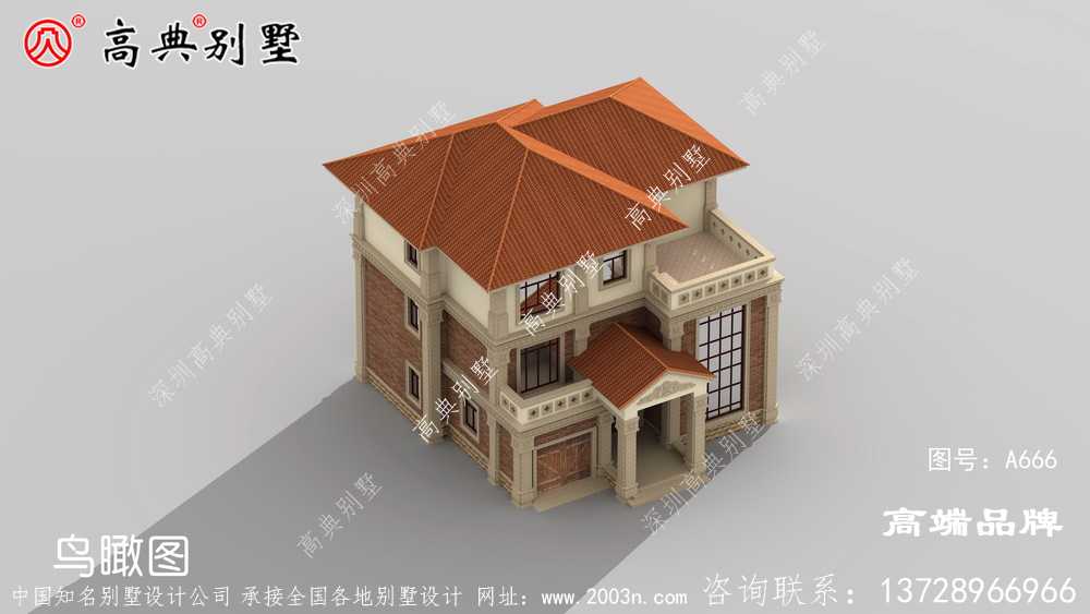 真正的簡單大方型三層復式別墅帶露臺