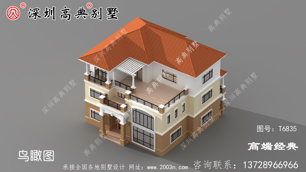 三層 歐式 私人 定做 別墅 ，外觀 清新 靚麗 ，造價 實惠，建房 者面子 不輸大宅 。