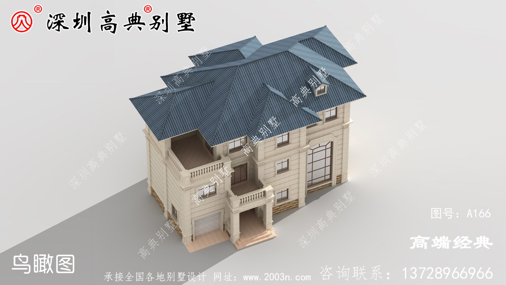 三層現代帶陽臺別墅圖,經濟實用人人夸