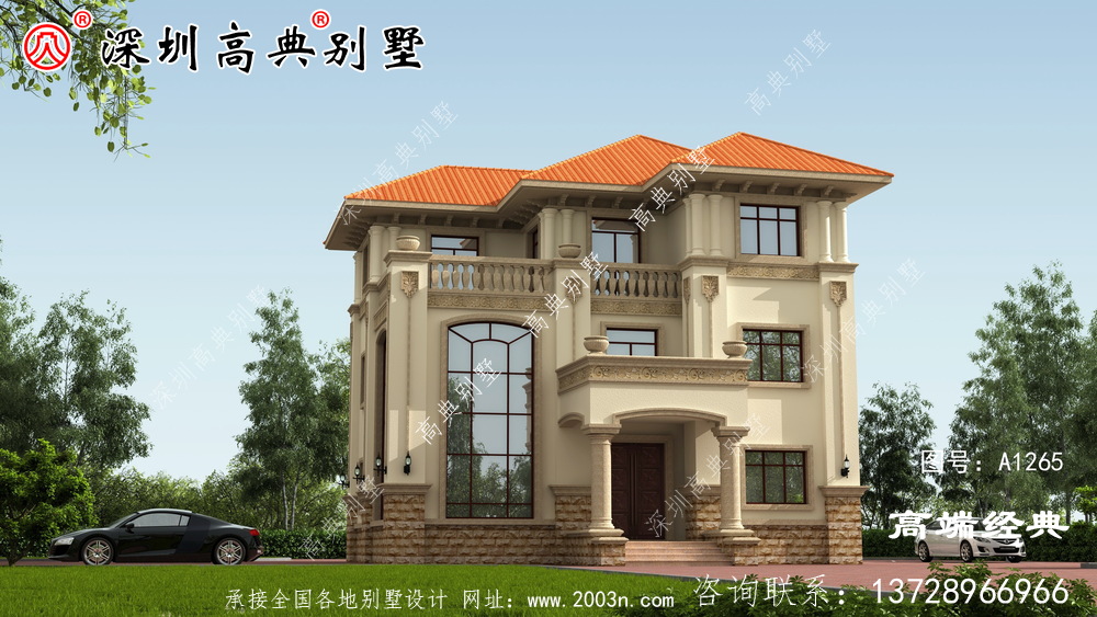 農村二樓半別墅設計圖。