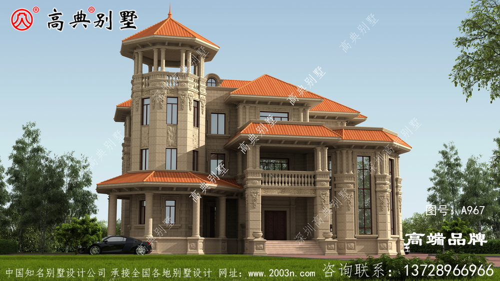 歐式石材整體以棕色裝飾增強(qiáng)別墅的沉著感