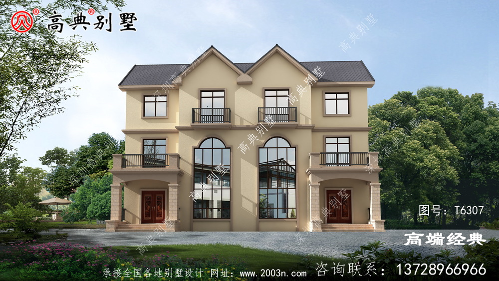 雙拼三層別墅以簡約大方為主,創(chuàng)造更多符合農(nóng)村住宅別墅
