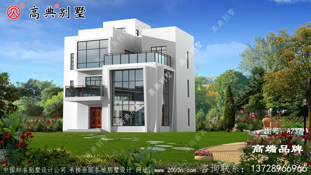 鄉村三層豪華別墅設計圖紙，在家鄉成就一道靚麗的風景線