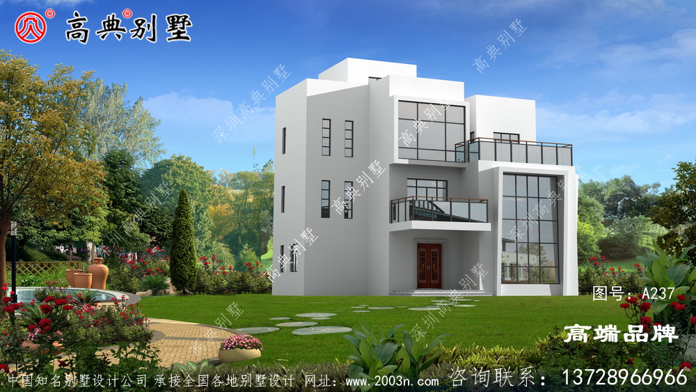 鄉村三層豪華別墅設計圖紙，在家鄉成就一道靚麗的風景線